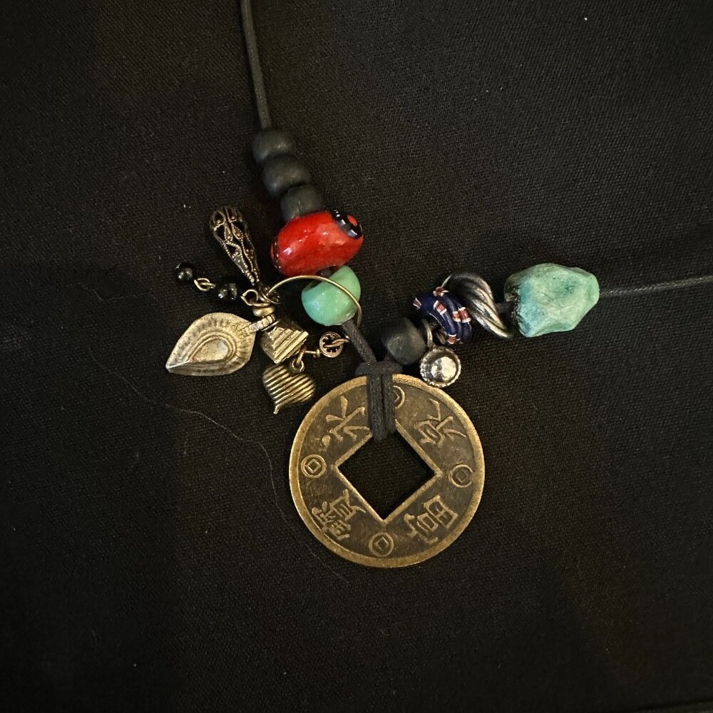 Artisan Handmade China Style Mixed Media Charm Necklace
